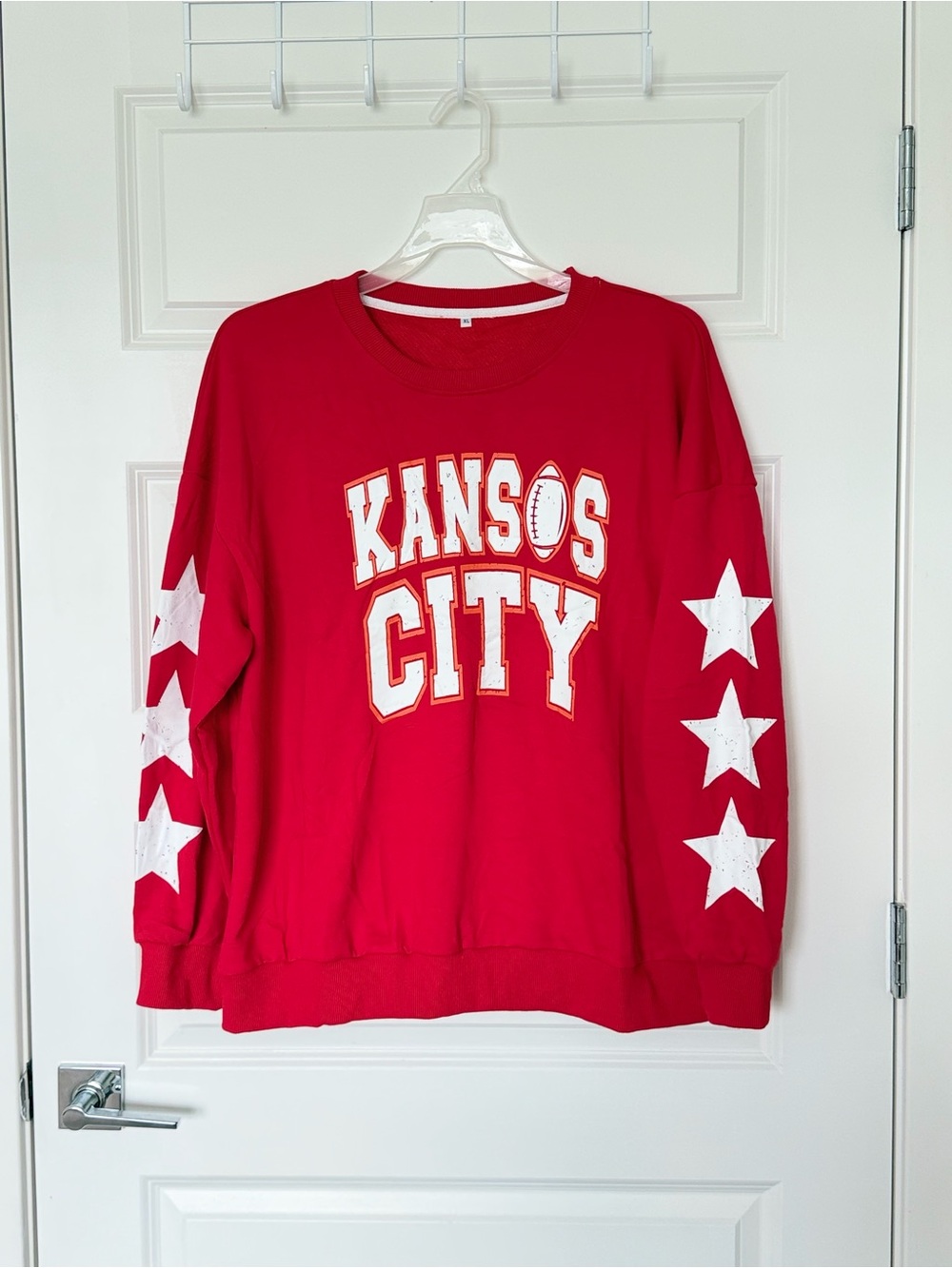 Kansas City Star-Sleeve Pullover Sweatshirt - Red